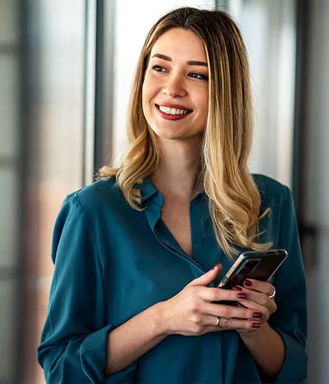 Smiling business owner successful debt recovery